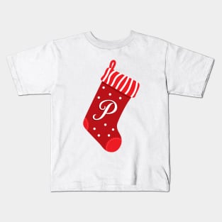 Christmas Stocking with the Letter P Kids T-Shirt